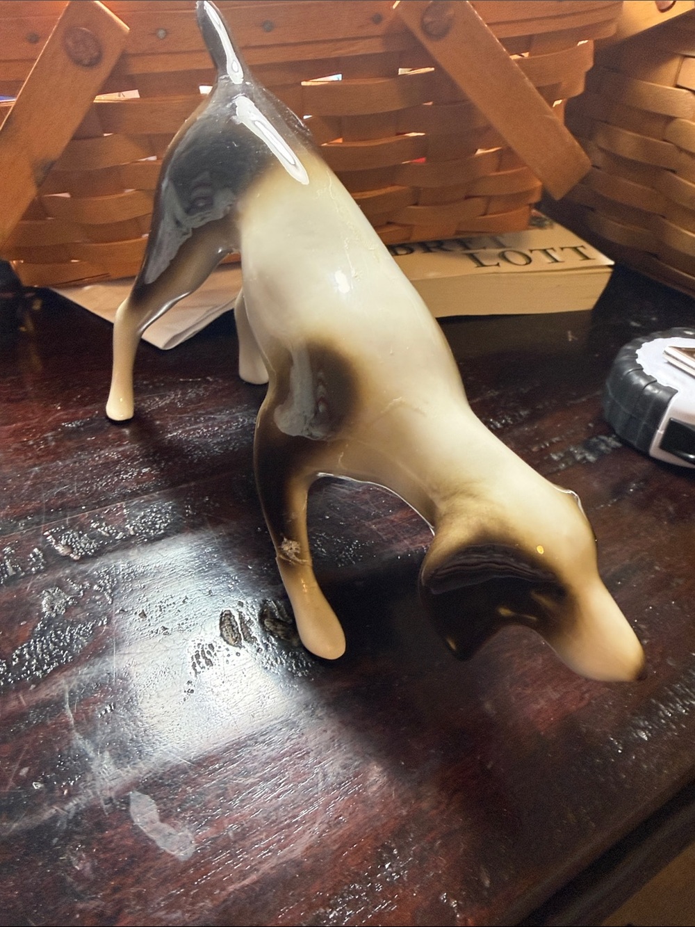 Royal Dux bohemian pointer Dog Sculpture in Cream and Brown - hand painted